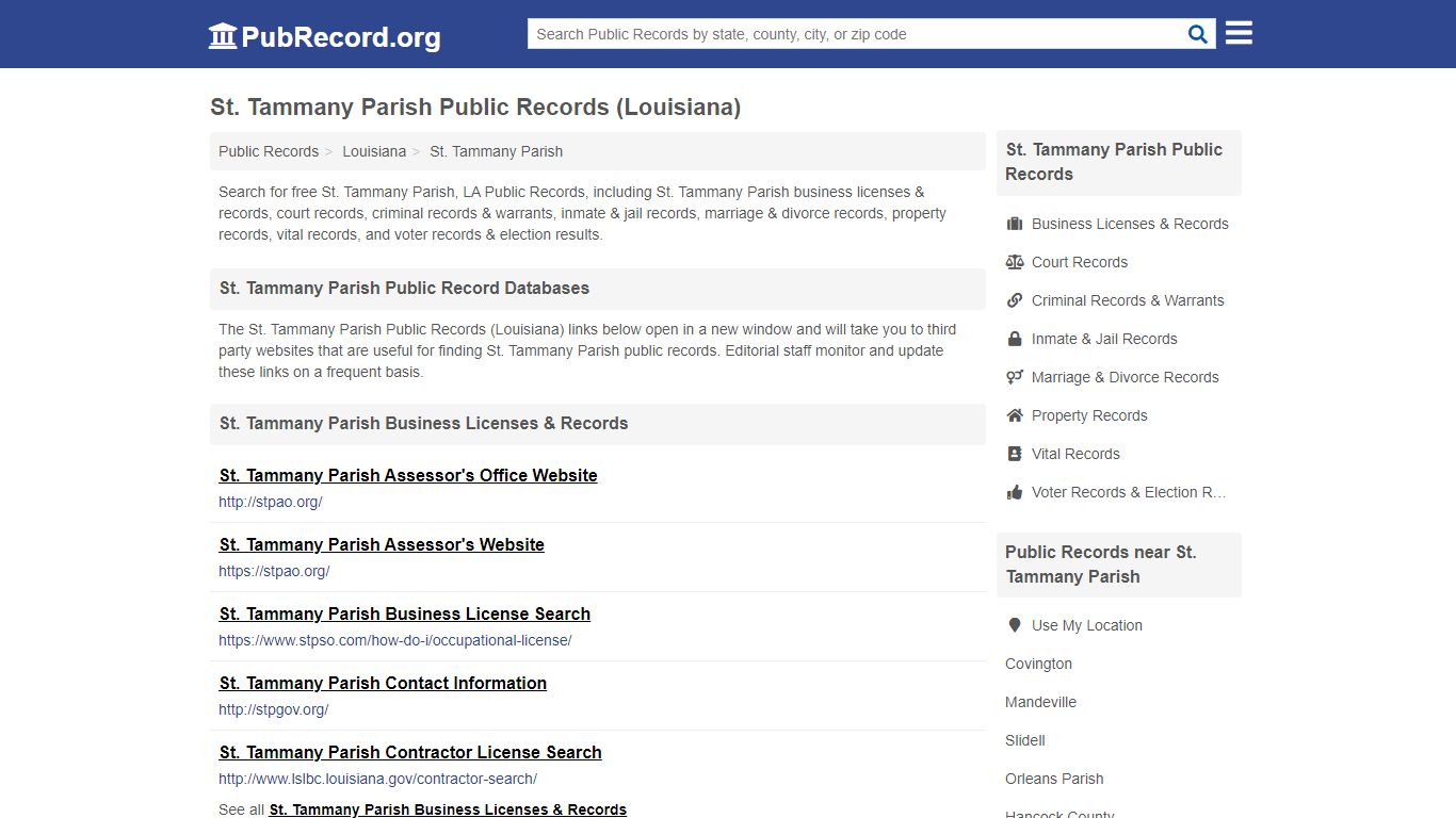 St. Tammany Parish Public Records (Louisiana)