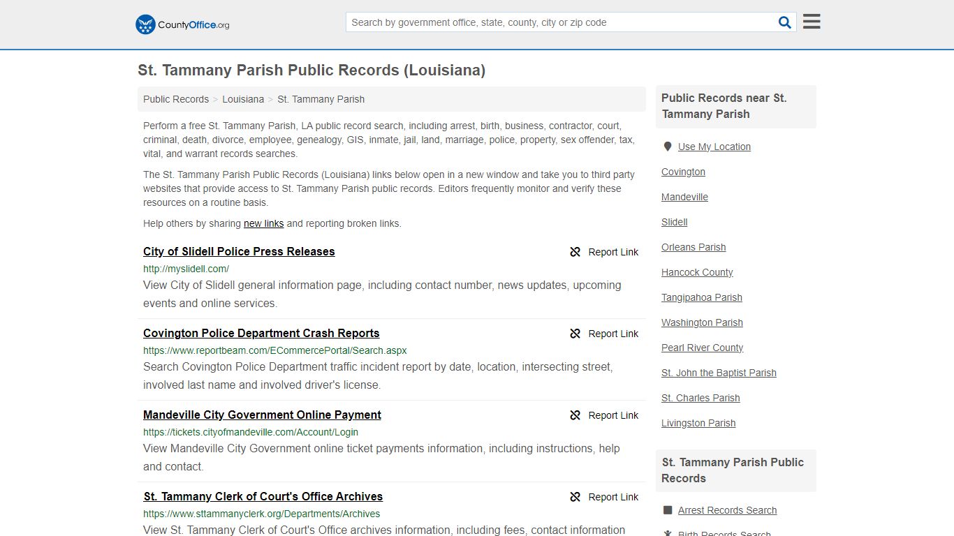 St. Tammany Parish Public Records (Louisiana) - County Office