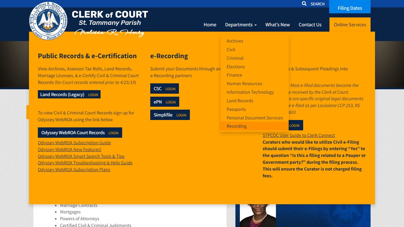 Recording » St. Tammany Clerk of Court